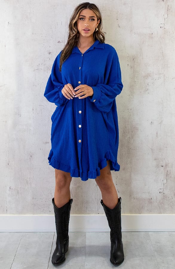 Blouse Jurk Oversized Kobalt – shoparchief, foto 1