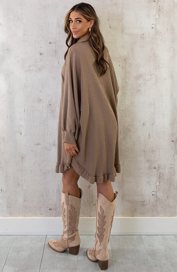 Blouse Jurk Oversized Taupe – shoparchief, foto 7