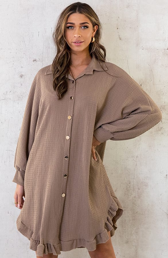 Blouse Jurk Oversized Taupe – shoparchief, foto 2