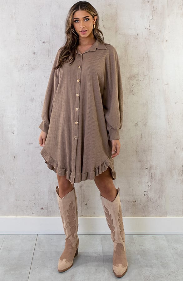 Blouse Jurk Oversized Taupe – shoparchief, foto 5