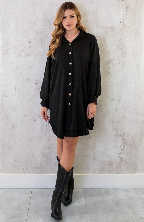 Blouse Jurk Oversized Zwart – shoparchief, foto 6