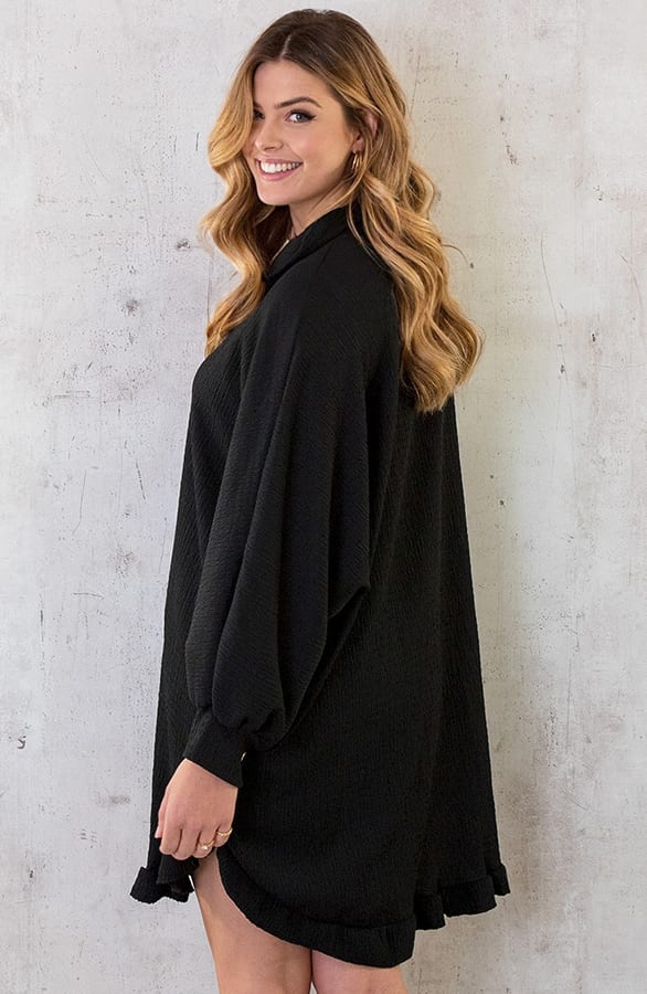 Blouse Jurk Oversized Zwart – shoparchief, foto 3