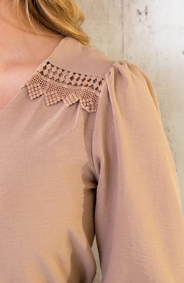 Boho V-Hals Jurk Camel – shoparchief, foto 5