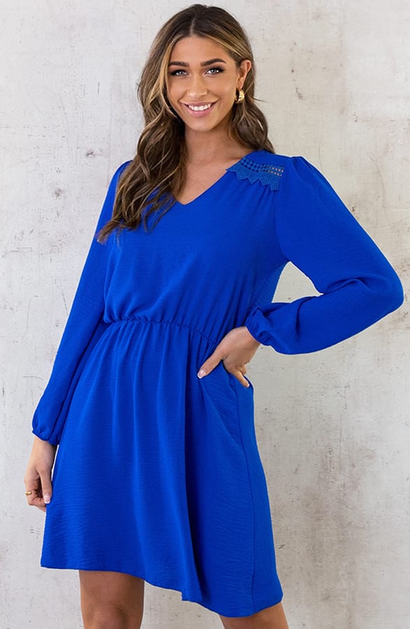 Boho V-Hals Jurk Kobalt – shoparchief, foto 2
