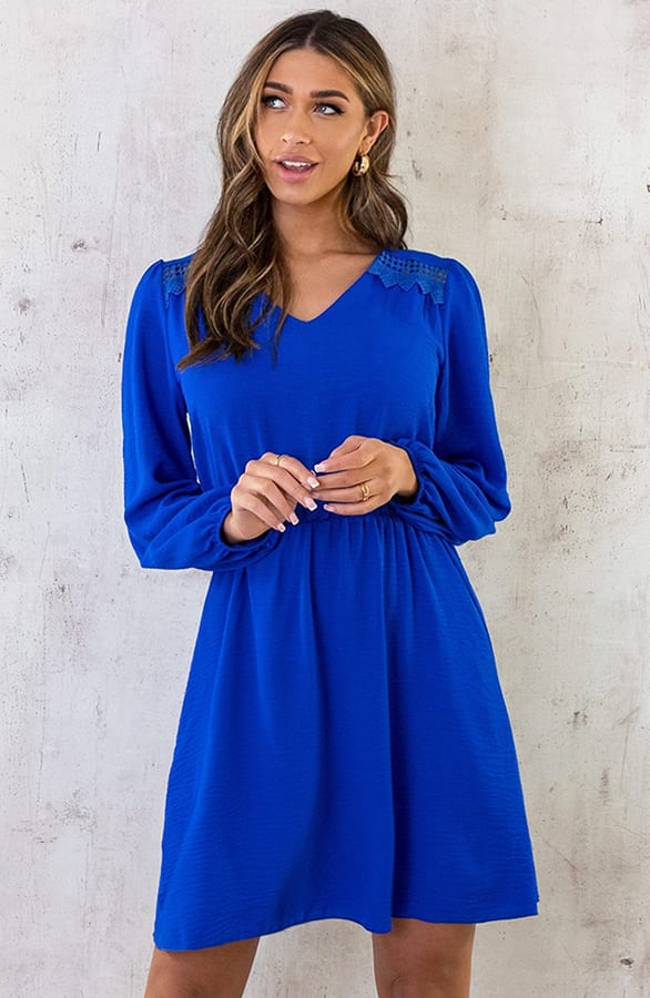 Boho V-Hals Jurk Kobalt – shoparchief, foto 3