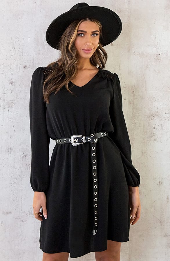 Boho V-Hals Jurk Zwart – shoparchief, foto 9