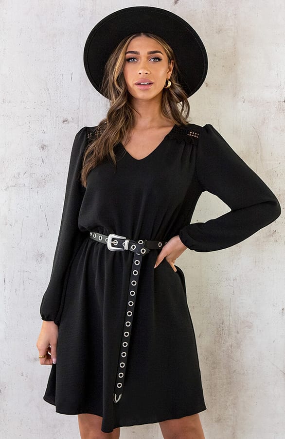 Boho V-Hals Jurk Zwart – shoparchief, foto 10