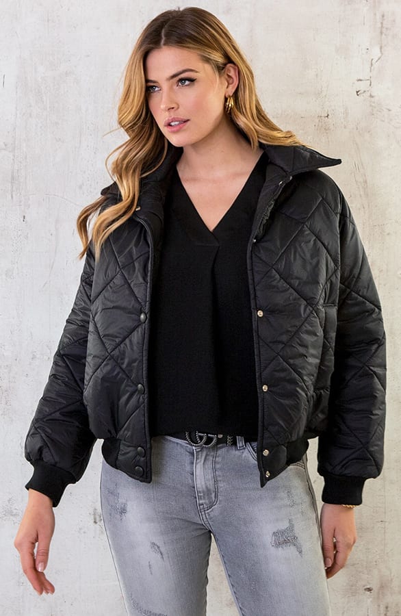 Bomber Jacket Quilted Zwart – shoparchief, foto 2