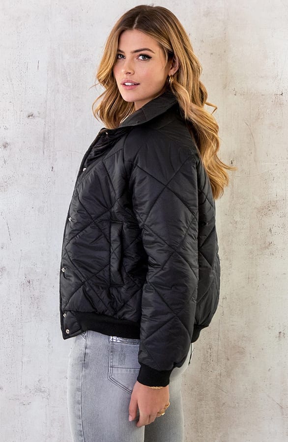 Bomber Jacket Quilted Zwart – shoparchief, foto 3