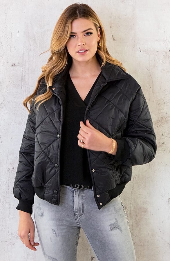 Bomber Jacket Quilted Zwart – shoparchief, foto 1
