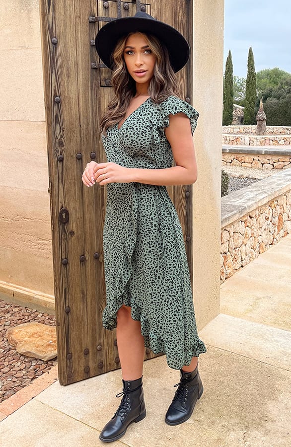 Cheetah Jurk Midi Legergroen – shoparchief, foto 14