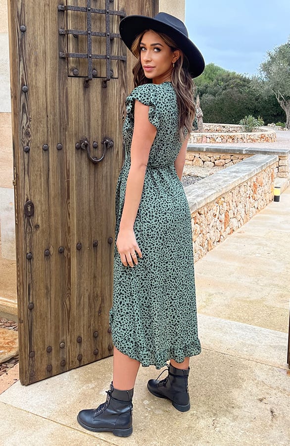 Cheetah Jurk Midi Legergroen – shoparchief, foto 16