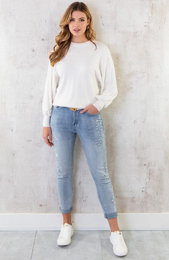 Jeans Met Embroidery Light Blue – shoparchief, foto 5