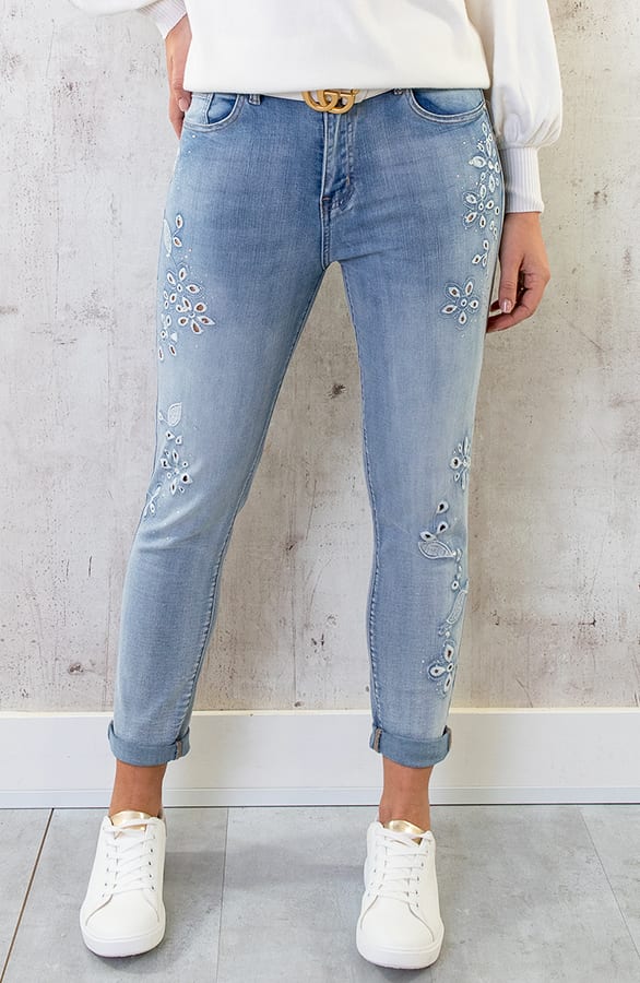 Jeans Met Embroidery Light Blue – shoparchief, foto 1
