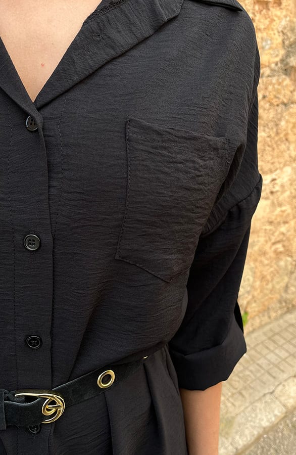 Oversized Blouse Jurk Zwart – shoparchief, foto 7