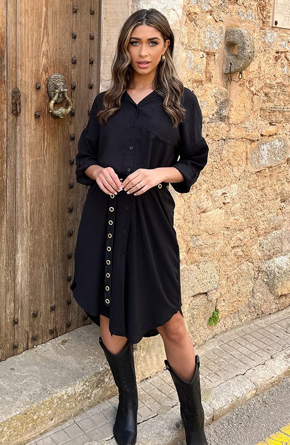 Oversized Blouse Jurk Zwart – shoparchief, foto 1