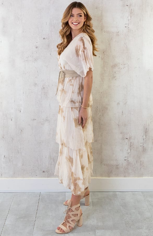 Limited Zijde Maxi Jurk Beige – shoparchief, foto 4