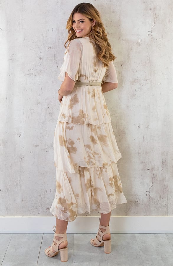 Limited Zijde Maxi Jurk Beige – shoparchief, foto 5