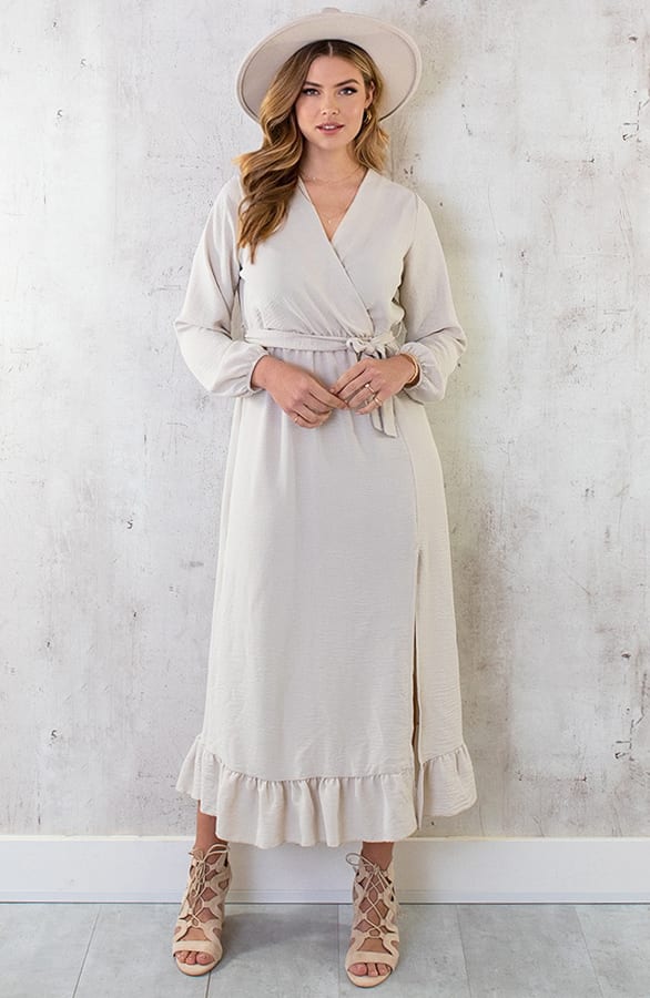Maxi Jurk Split Beige – shoparchief, foto 13