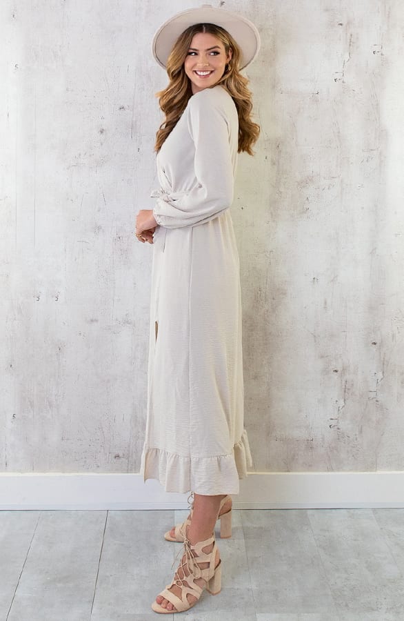Maxi Jurk Split Beige – shoparchief, foto 14