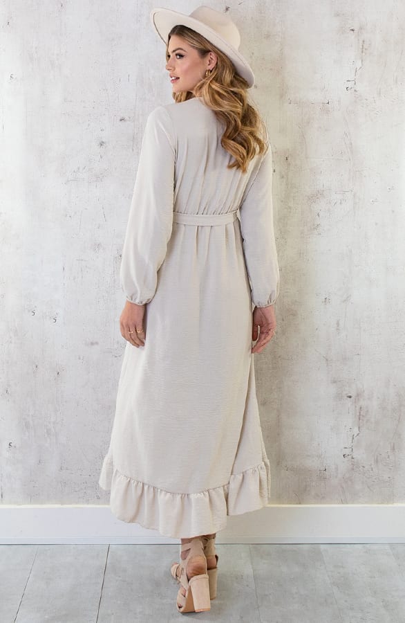 Maxi Jurk Split Beige – shoparchief, foto 15