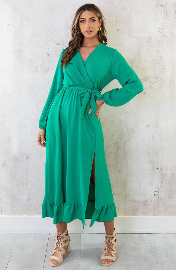 Maxi Jurk Split Bright Green – shoparchief, foto 8