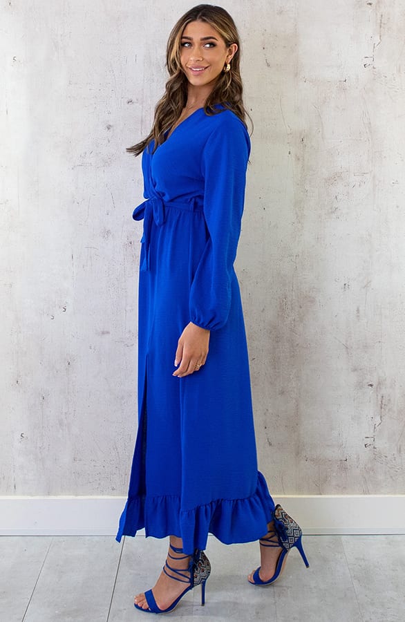 Maxi Jurk Split Kobalt – shoparchief, foto 3