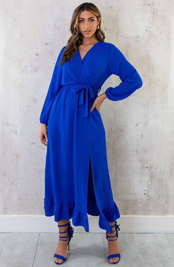 Maxi Jurk Split Kobalt – shoparchief, foto 1