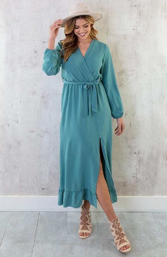 Maxi Jurk Split Mint – shoparchief, foto 3