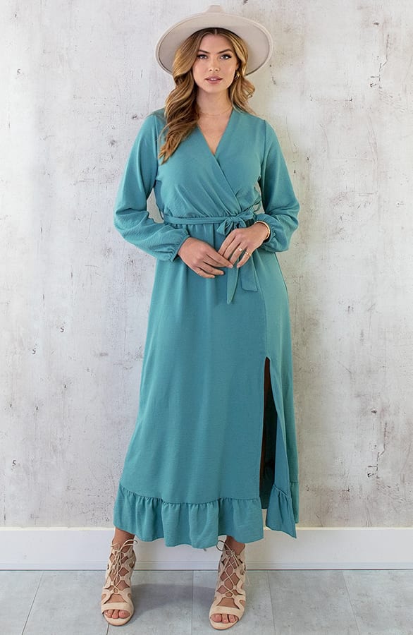 Maxi Jurk Split Mint – shoparchief, foto 1