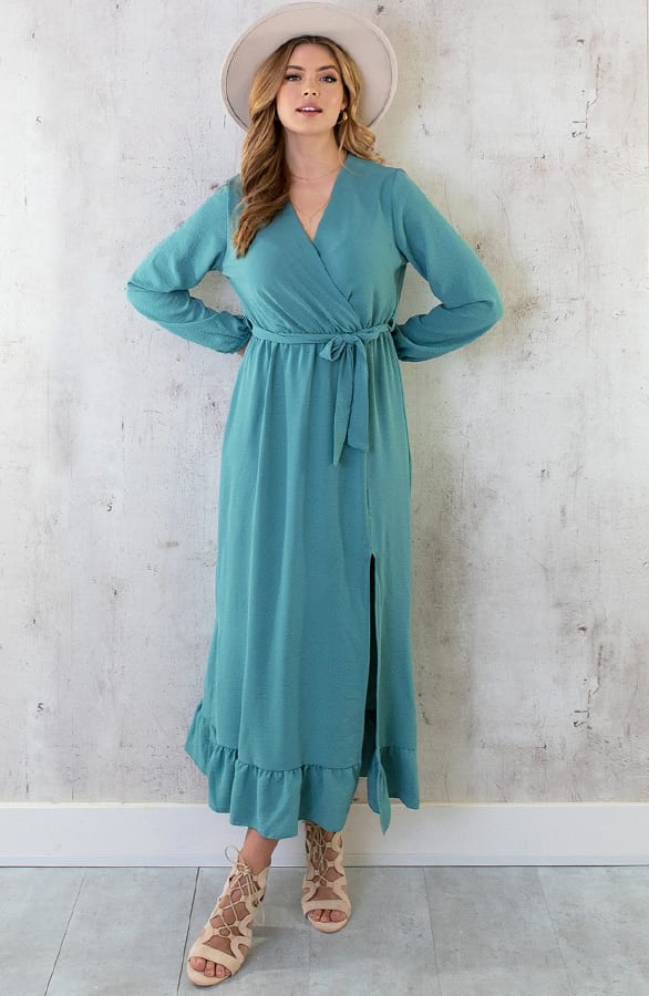 Maxi Jurk Split Mint – shoparchief, foto 2