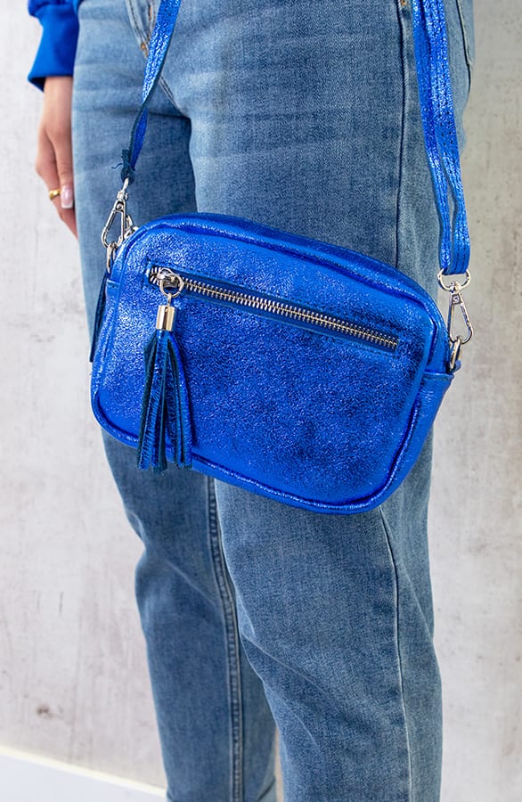 Metallic Tas Leer Kobalt – shoparchief, foto 5