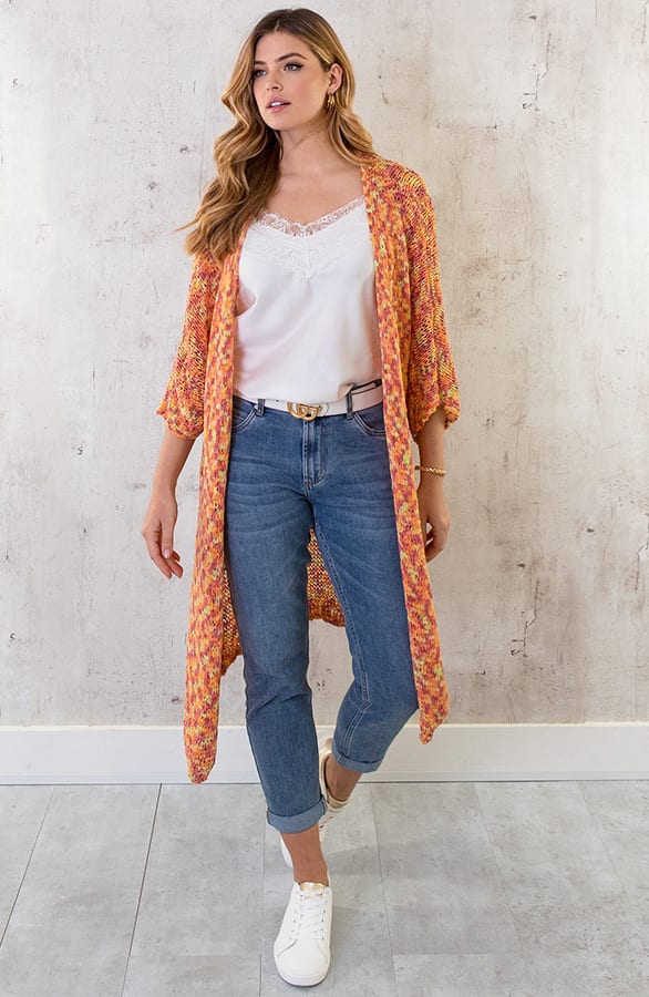 Midi Gehaakt Vest Oranje – shoparchief, foto 6