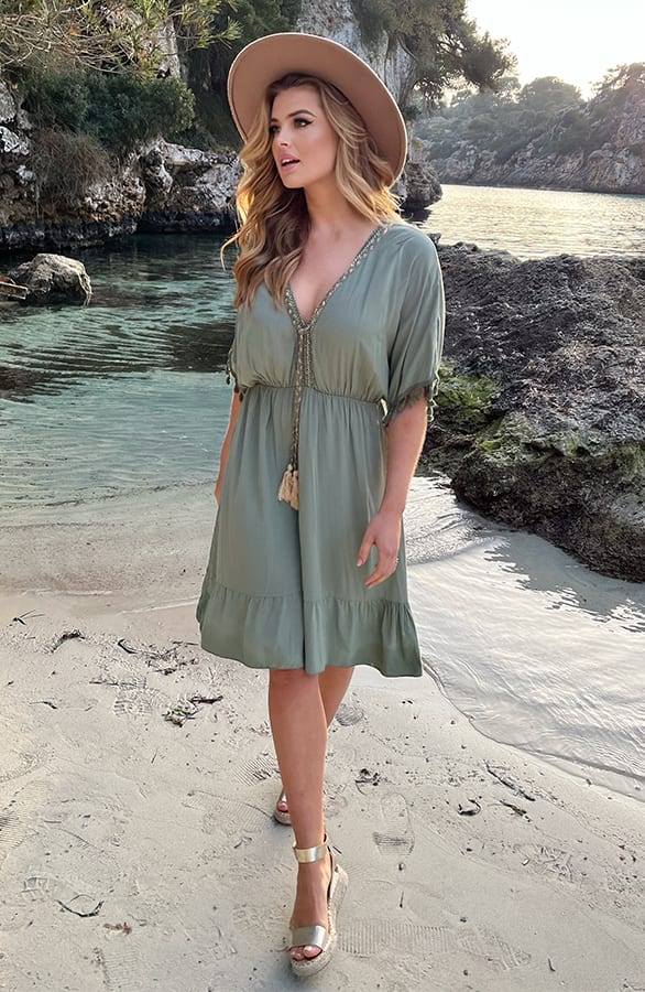 Oversized Jurk Gouden Detail Army – jurken, foto 8