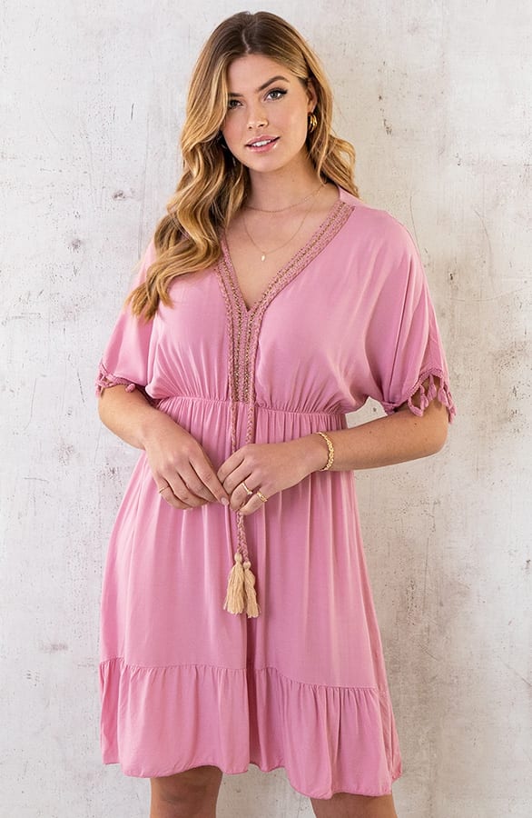 Oversized Jurk Gouden Detail Dust Pink – shoparchief, foto 1