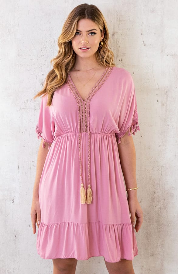 Oversized Jurk Gouden Detail Dust Pink – shoparchief, foto 2