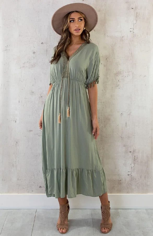 Oversized Jurk Gouden Detail Maxi Army – shoparchief, foto 8
