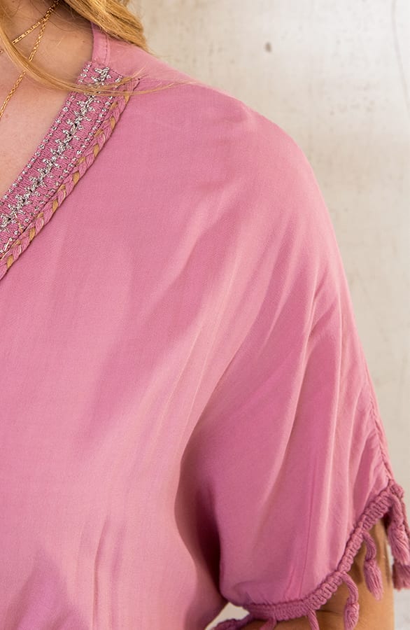 Oversized Jurk Gouden Detail Maxi Dust Pink – shoparchief, foto 7
