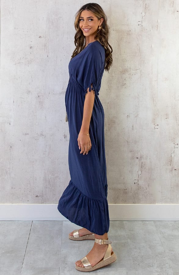 Oversized Jurk Gouden Detail Maxi Marine – shoparchief, foto 11