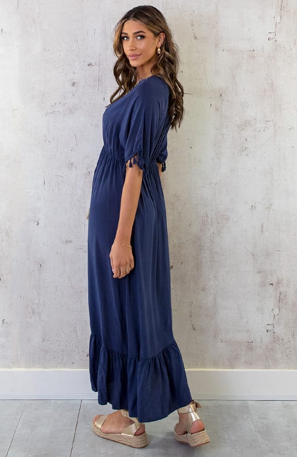 Oversized Jurk Gouden Detail Maxi Marine – shoparchief, foto 12
