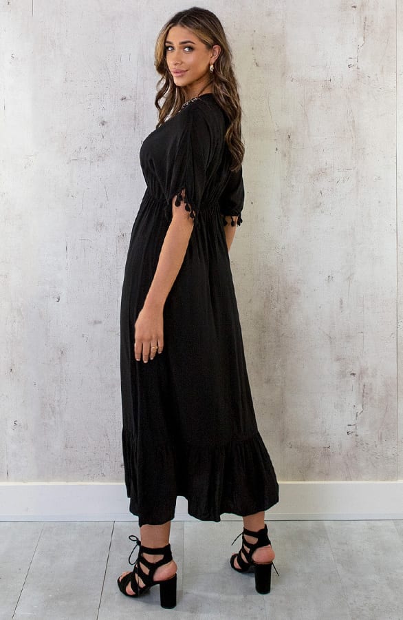 Oversized Jurk Gouden Detail Maxi Zwart – shoparchief, foto 11