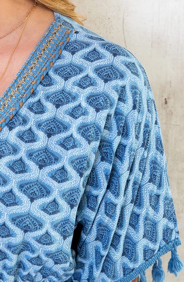 Oversized Jurk Gouden Detail Print Jeansblauw – shoparchief, foto 6