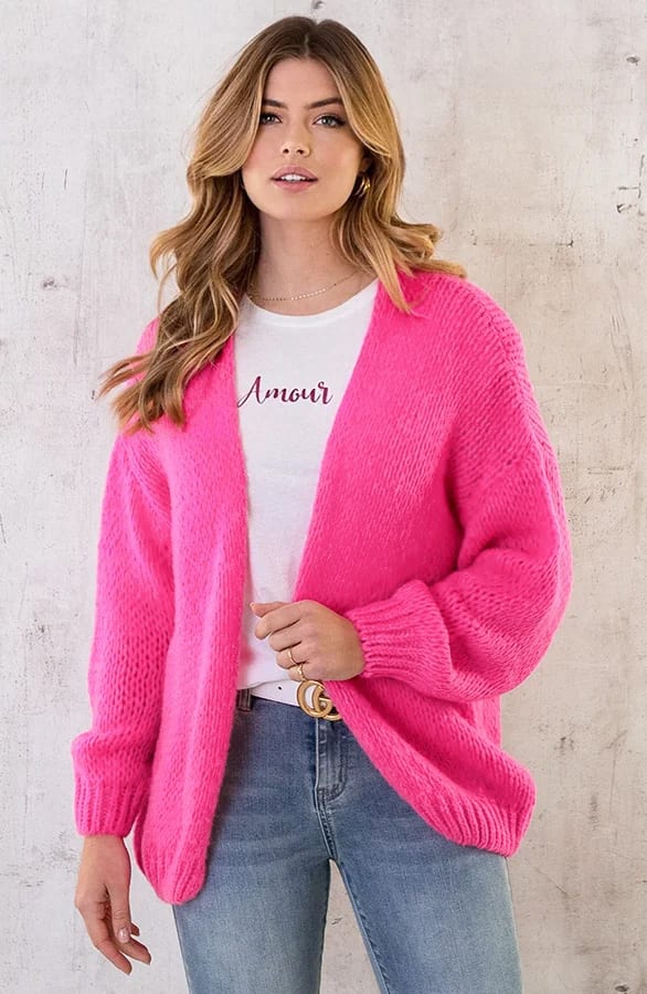Oversized Knitted Vest Neon Pink – shoparchief, foto 3