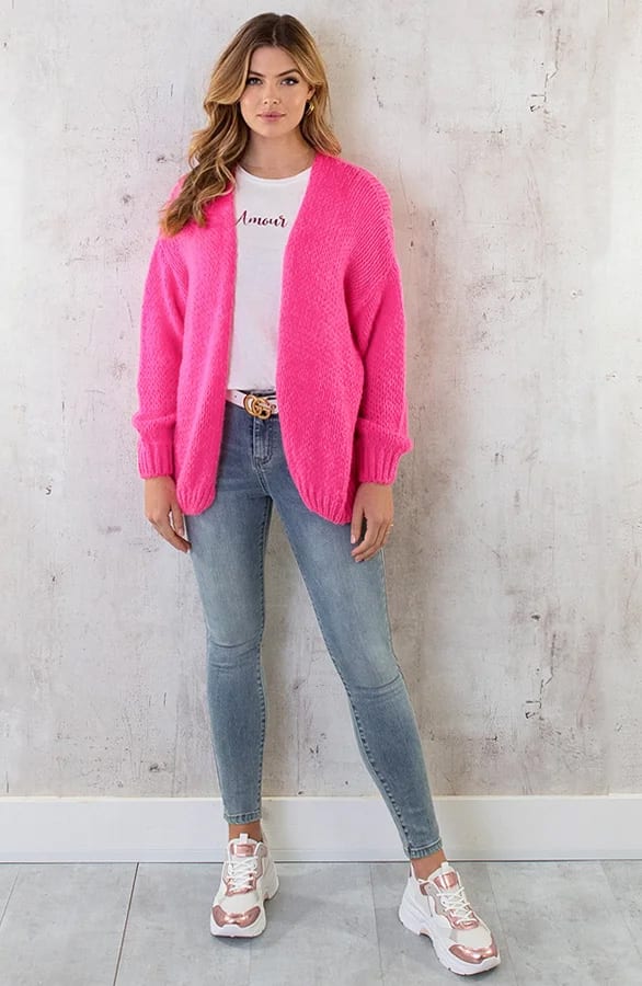 Oversized Knitted Vest Neon Pink – shoparchief, foto 7