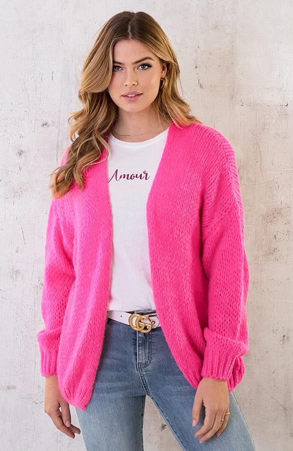 Oversized Knitted Vest Neon Pink – shoparchief, foto 1