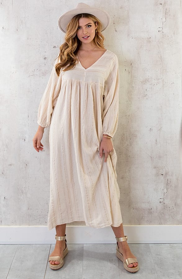 Oversized Maxi Jurk Lurex Goud – shoparchief, foto 2