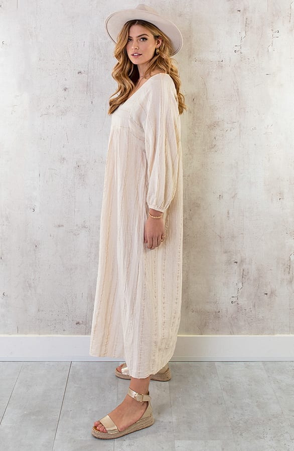 Oversized Maxi Jurk Lurex Goud – shoparchief, foto 3