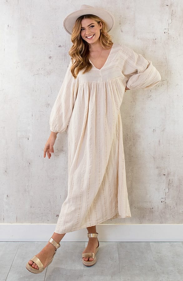 Oversized Maxi Jurk Lurex Goud – shoparchief, foto 1
