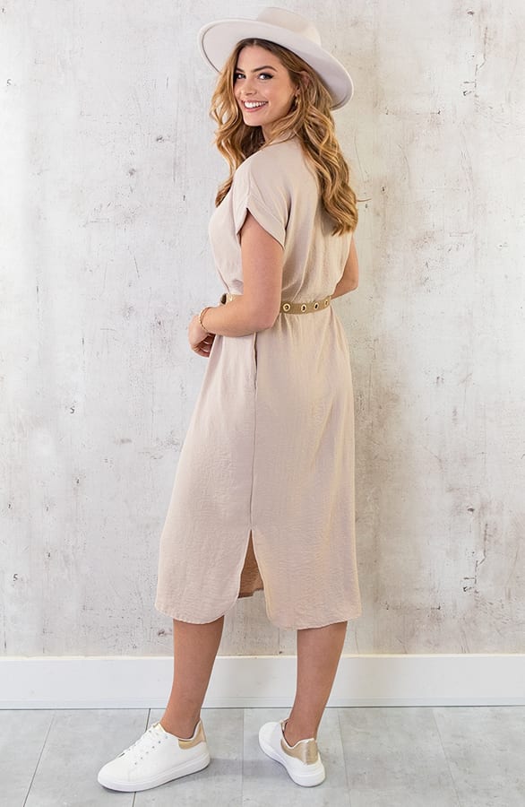 Palermo Pocket Jurk Beige – jurken, foto 9