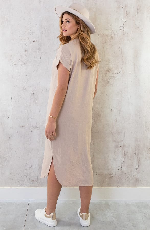 Palermo Pocket Jurk Beige – jurken, foto 11